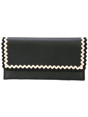 Loeffler Randall Everything Leather Continental Wallet In Black w/ scallop edge